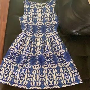 Blue and white dress